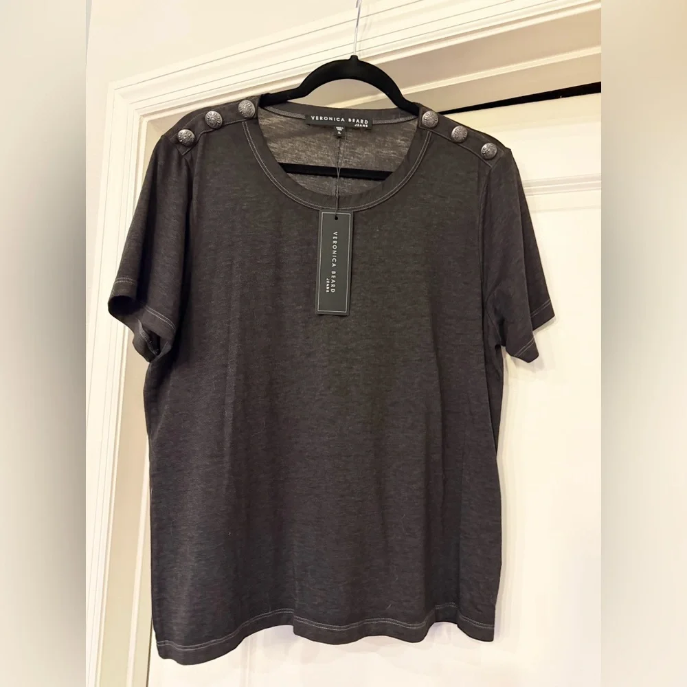Veronica Beard Charcoal Short Sleeve Top - Picture 2 of 12